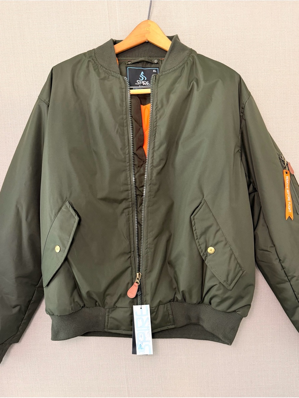 Spire By Galaxy By Harvic Men's Aviator Bomber Flight Jacket MA-1, Olive, XL